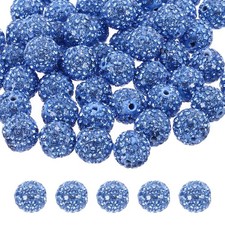 50 Pcs 12mm Light Blue Rhinestone Polymer Fancy Beads for DIY Jewelry Making