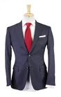 Paul Stuart Steel Blue Gray Herringbone Striped 2-Btn Wool Suit 36S