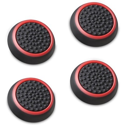 4 Pack Silicone Thumb Grip Controller Analog Stick Joystick Kappen Rot/Schwarz