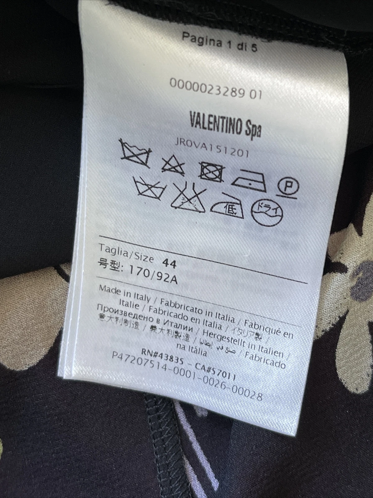 Mini Abito Rosso Valentino Nero Floreale Manica Lunga Foderato Orlo Increspato Seta Taglia 8