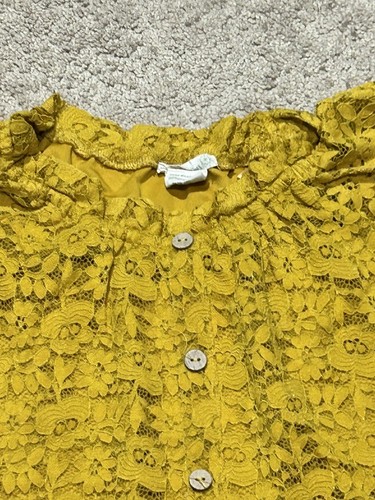Dandelion Wishes Girls Shirt Size Large Yellow Lace Buttons Lined Classic - Picture 4 of 9