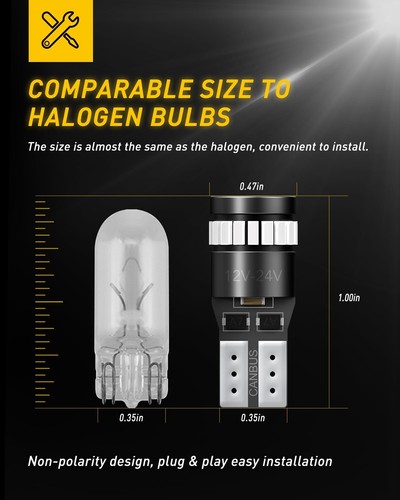 AUXITO Pure Red T10 194 192 168 LED Bombillas de luz de estacionamiento súper brillantes sin errores - Imagen 7 de 9
