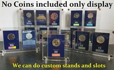 Display Stand Blue Coin Card / Trading Cards Can Fit 50p £1 £2 £5 (NO COINS INC)