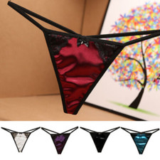 Women's Silk Satin Thongs Panties Lingerie T-back G-string Knickers Underwear UK