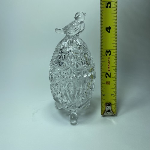 Caja de baratija de huevo de cristal Hofbauer Byrdes 4,5" con diente de sierra tapa clásica Byrdes - Imagen 6 de 6
