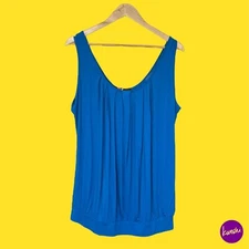 V BY VERY Women's Casual Vest, Bubble Hem, Scoop Neck, Bright Blue UK 16 | EU 44