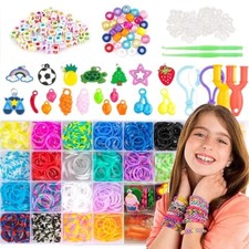 NEW 5000Pcs Assorted Colour Rubber Kit Box Loom Bands DIY Bracelet Making Set