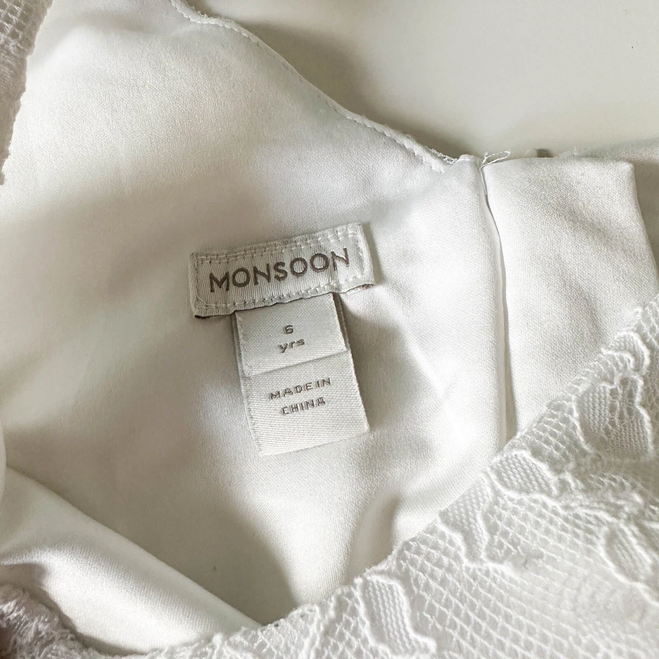 Abito Monsoon Bambina 6 Anni Bianco come nuovo - Immagine 2 di 3