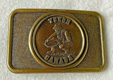 Vintage Yukon Canada Brass Belt Buckle Gold Panner Century Canada