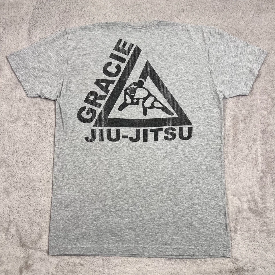 Camisa Gracie University Jiu Jitsu Para Hombre Talla Pequeña Gris Jaspeado Brasileño BJJ EE. UU. Foto 4 de 4