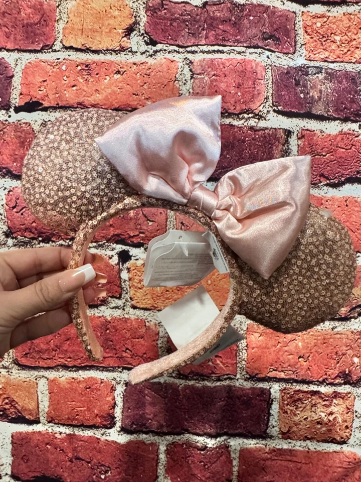 Nuevo arco lentejuelas Minnie Mouse champán oro rosa parques Disney Foto 4 de 4