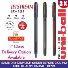 3 X UNI-BALL JETSTREAM SX-101 0.7mm BALLPOINT- BLACK/BLUE/RED WITH MIX & MATCH