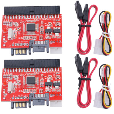 2Pcs IDE TO Serial ATA SATA Interface Hard Drive HDD Adapter Converter W/ Cable