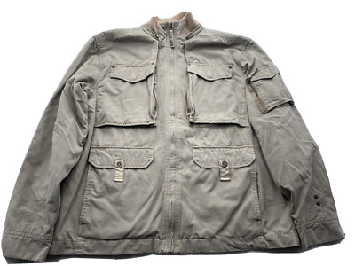 Kickers Beige Multi Pocketed Full Zip Up Jacket / Coat Utility Mens Size XL