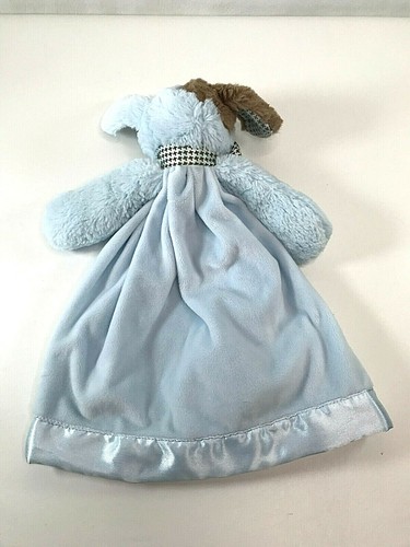 Bearington Baby Collection Blue Brown Plush Puppy Dog Security Blanket Satin 15" - Picture 3 of 3