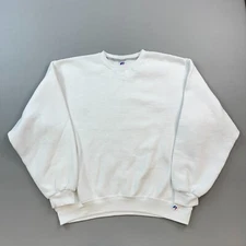 Russell Athletic Sweatshirt Mens Large White V Stitch Crewneck Pullover Y2K