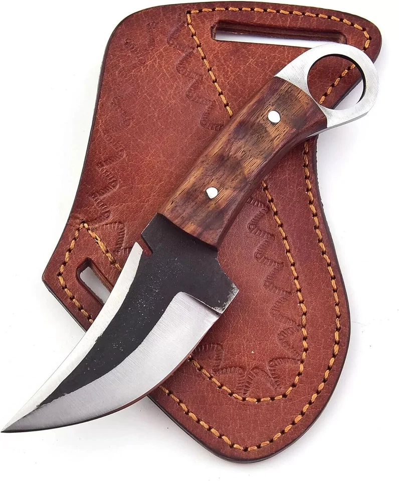 TATLA Handgefertigtes Jagdmesser-Taschenmesser 1095 Kohlenstoffstahl Rosenholz Scheide