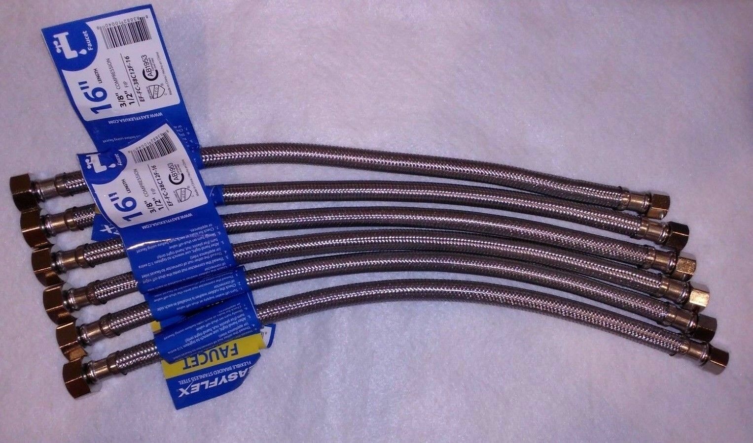 *NEW* 6 PACK Stainless Braided Faucet Supply Line 3/8" Compression X 1/
