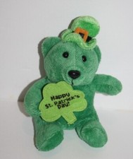 Happy St Patrick Day Teddy Bear 5" Green Plush Stuffed Soft Toy Amscan Shamrock