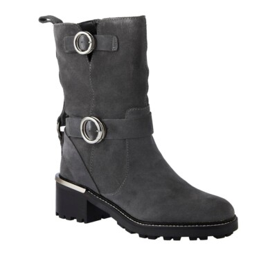 Vince Camuto Size 8M Kerivini Thunder Gray Leather Moto Boots $139