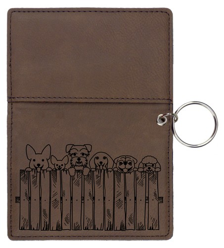 Peeking Pups Laser Engraved Leatherette Keychain Wallet - Picture 8 of 18