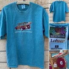 Capistrano Beach California Embroidered Woody Wagon Surboards T Shirt Size L