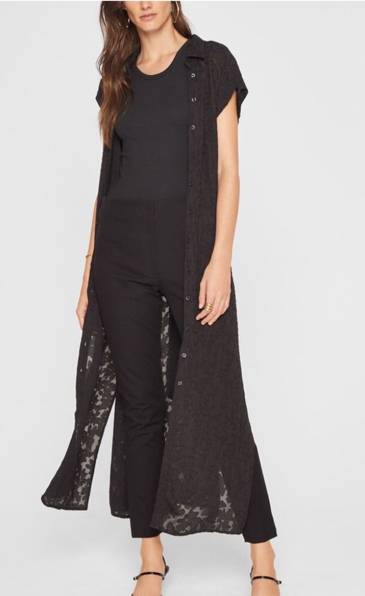 New Club Monaco Black Maxi Button Down Floral Textured Danielle Dress ~  Size 12 | eBay