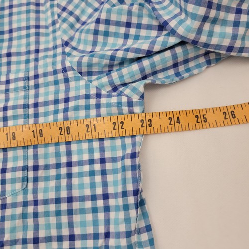 CHARLES TYRWHITT Mens Shirt Sz LARGE Slim Fit BLUE Check Gingham Preppy Office - Picture 9 of 13