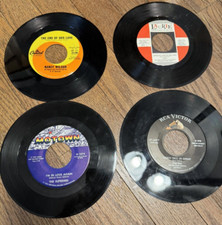 1960's Red Leather RECORDS Book Containing Ten 45 Mixed Artists Vinyl Lot