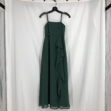 AZAZIE Kaylee Bridesmaid Dress Dark Green Chiffon Sz J10