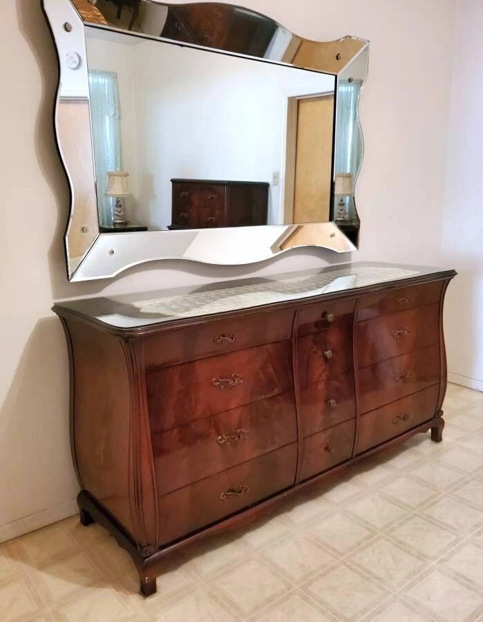 Antiguo libro Hinesman y Hamin años 50 5 piezas muebles de dormitorio de caoba combinados Foto 2 de 4