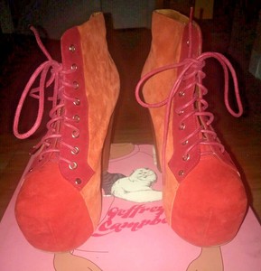 orange platform boots