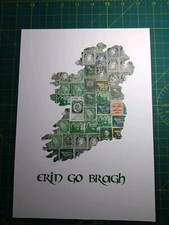 Vintage and unique handmade postage stamp collage art.Ireland Forever . One off.