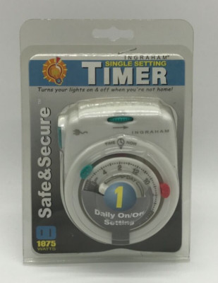 Ingraham 12-820 Wall Plug Outlet Timer Time Control 24 Hour Variable 1875 Watts
