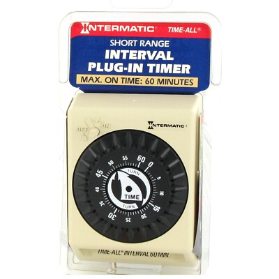 1 Pc Intermatic 60-Min Plug-In Appliance Timer Auto Shut Off Ivory IB161C