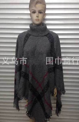 Lady Poncho Stole Cape Shrug Wrap Shawl Jacket Jumper Sweater Polo Neck Warm New - Foto 29 di 40