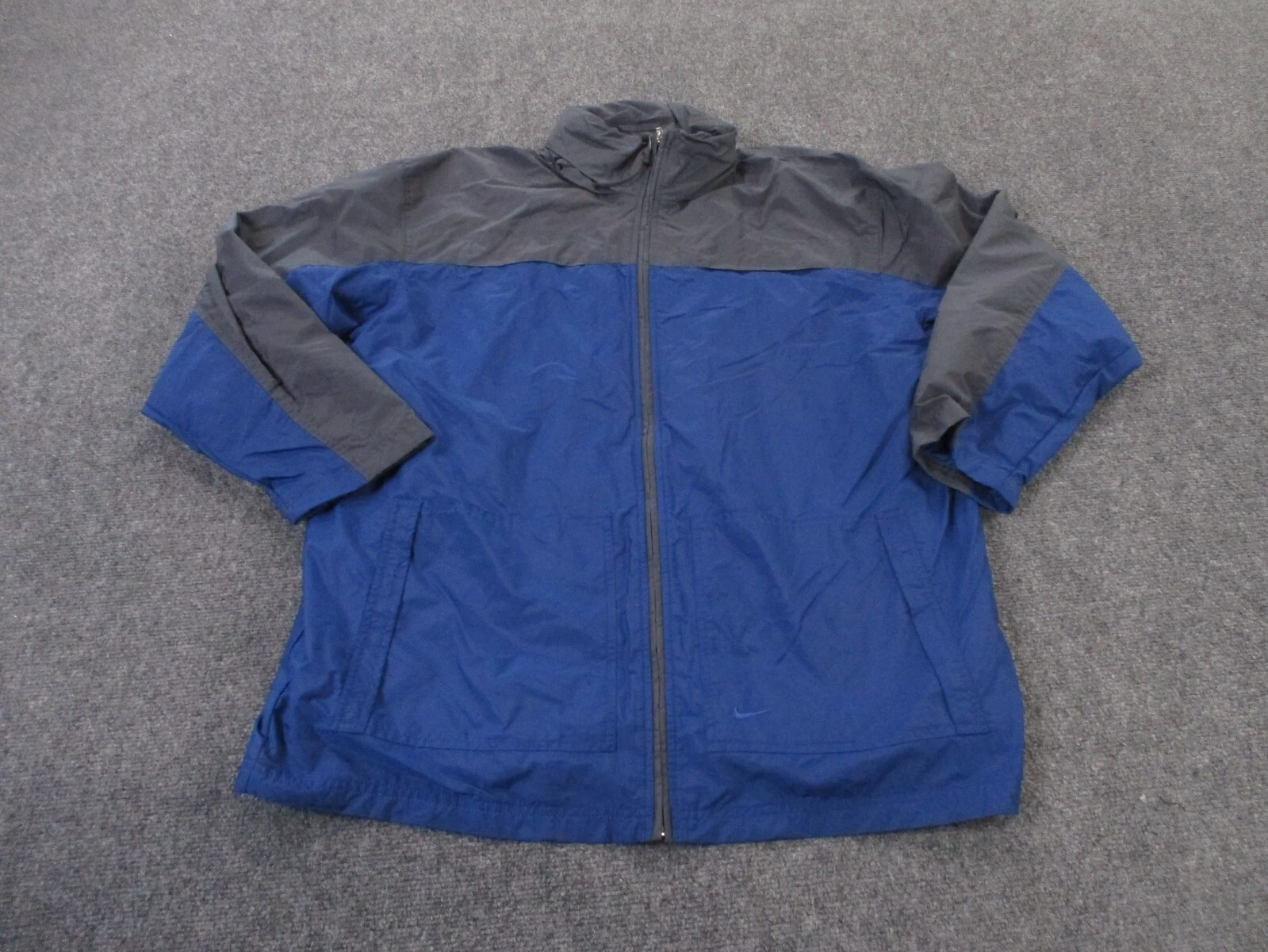 Vintage Nike Jacket Mens M Blue Nylon Lined Hiking Rain Coat Hiking Camping Y2K