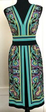 Perceptions Fit & Flare Sleeveless Short Dress Size 8 Multi-Colored Paisley EUC