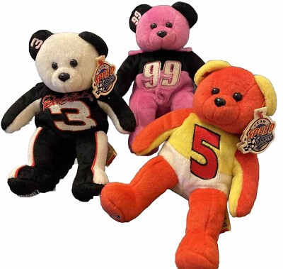 3 Authentic NASCAR Team Speed Bears Dale Earnhardt Terry Labonte Daniel Suarez