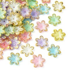 100Pcs Mixed Color Acrylic Flower Bead Caps 6 Petal Flower Bead Floral Beads DIY