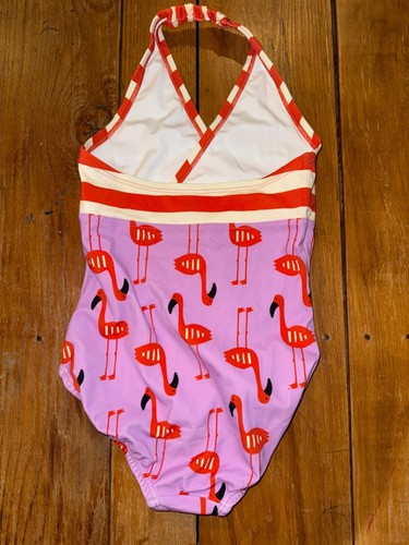 NWOT Hanna Andersson Mix It Up Flamingo Halter One-Piece Swimsuit - Size 6/7 - Picture 2 of 4