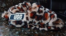 UGG Fluff Yeah Slide Spotty Slide Slipper Brown Leopard Print Women  s US 6