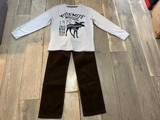 Gymboree Grizzly Ridge brown corduroy pants with moose shirt outfit set boys 12