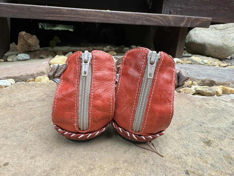 Spring Step Gladiator Red Orange Leather Zipper Heel Side Buckle Sandals 38 New - Image 4 of 4