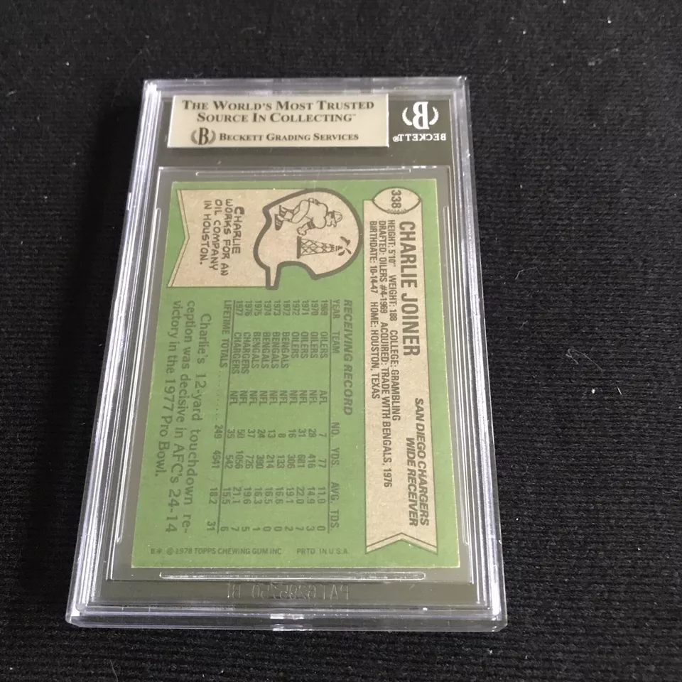 1978 Topps Charlie Joiner Inscribed Auto Autograph #338 Chargers BGS Authentic - Image 2 of 2