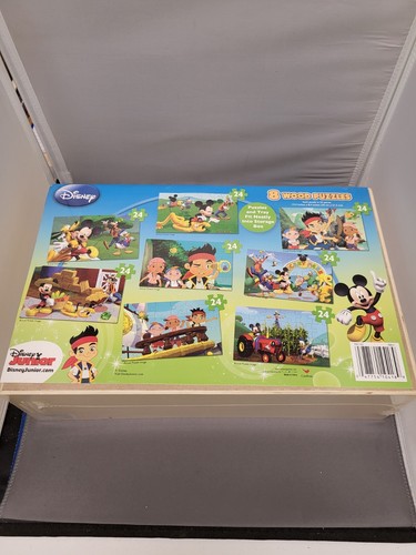 Disney Mickey Mouse And Jack The Pirate 8 Wood Puzzles With Storage Box - Picture 2 of 2