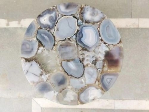 Grey Agate Stone Table, Agate End Table, Agate Coffee Table, Agate Side Table - Picture 2 of 4