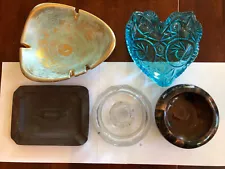 Vintage Set of 5 Cigarette Cigar Ashtrays-Good to Great-All Different
