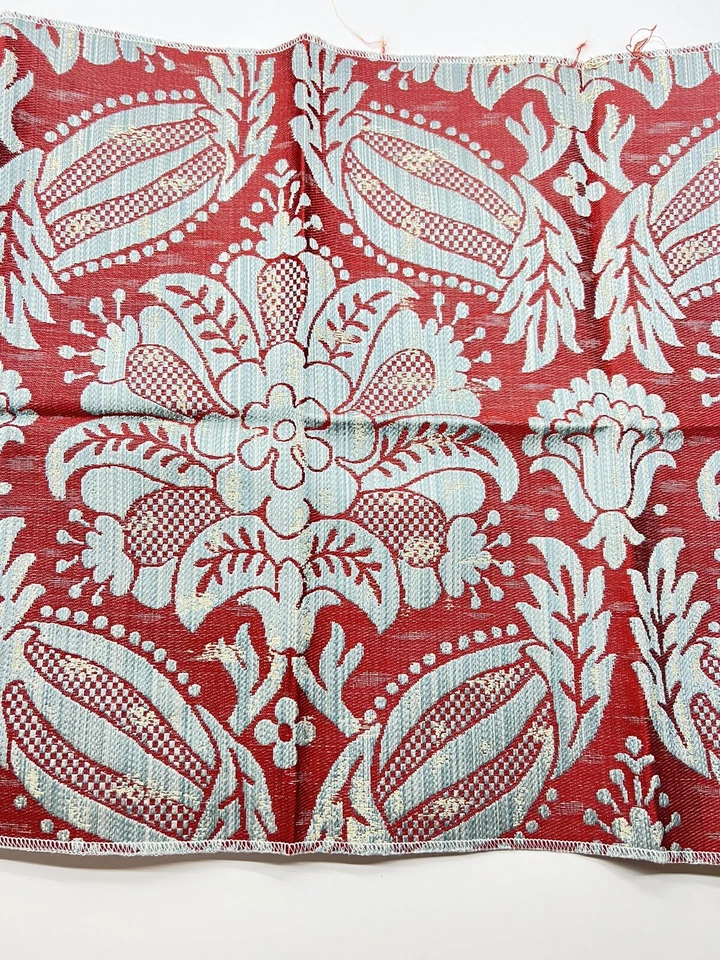 2 pieces- Scalamandre fabrics REGGIO- ￼27" by 18"- Color Blue On Red - Image 3 of 3