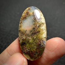Scenic Moss Agate Cabochon 35x18x6mm High Quality 30 ct